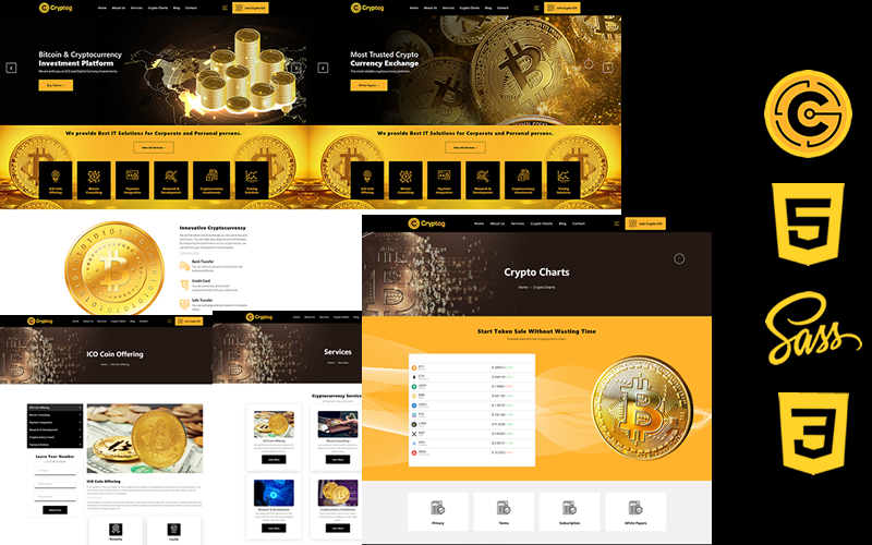 Cryptog - Modelo de site de tema de Bitcoin e criptomoeda Html5 Css3