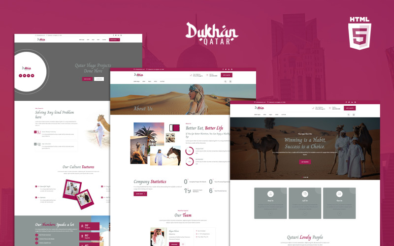 Dukhan Katar Arap Kültürü HTML5 Web Sitesi Şablonu