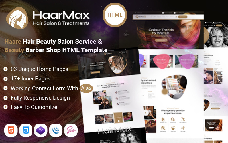 HaarMax - Kuaför Berber Dükkanı Kuaför Güzellik Makyaj HTML Şablonu