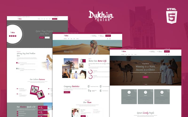 Modèle de site Web HTML5 pour la culture arabe de Dukhan Qatar