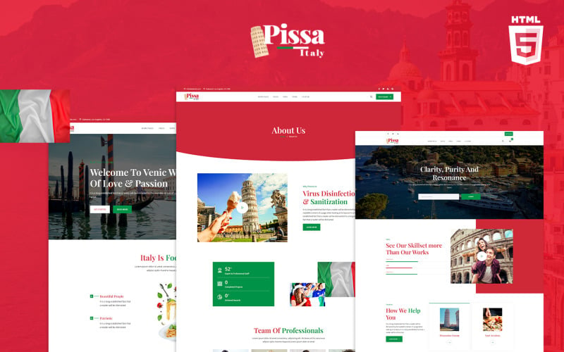 Pissa İtalya Topluluk Etkinlikleri HTML5 Web Sitesi Şablonu