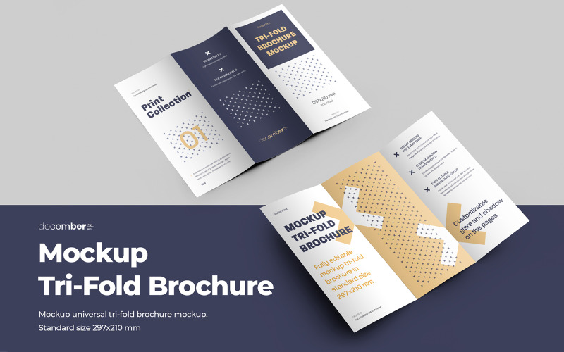 13 Mockups Leafleat DL Trifold Brožura pro prezentaci designu