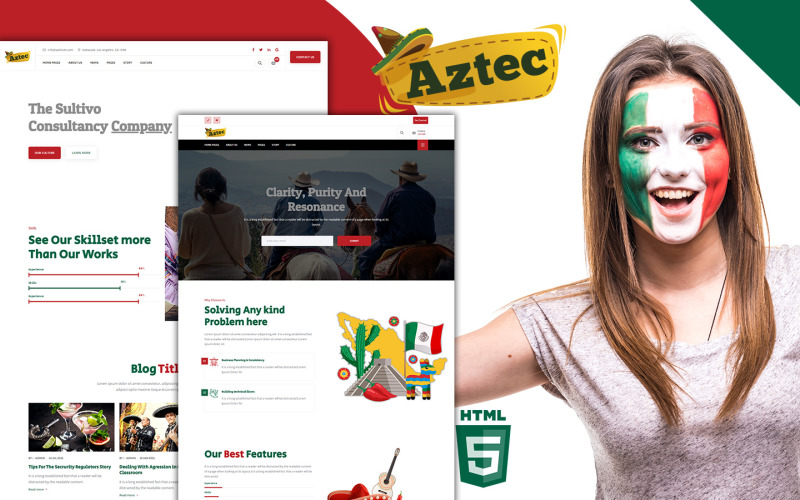 Modelo de site HTML5 da comunidade mexicana asteca