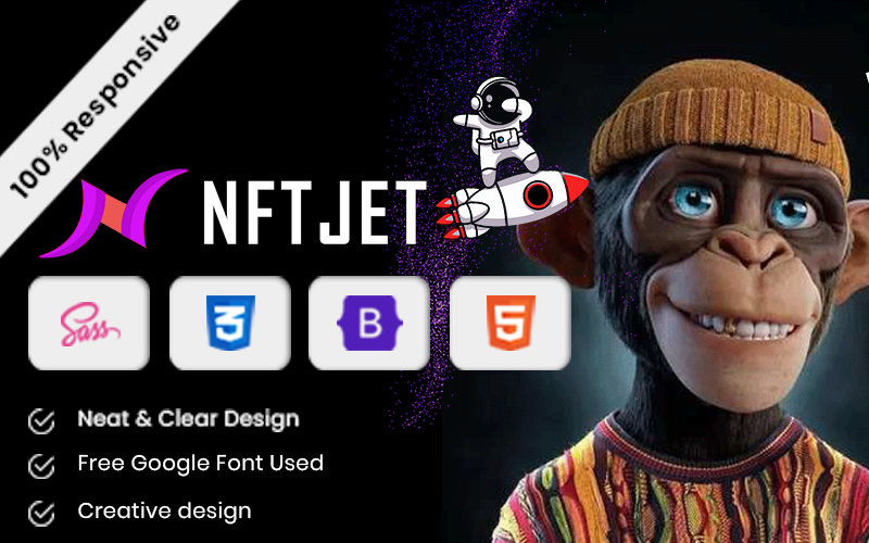 NFTJET | NFT kryptoměna Bitcoin HTML Marketplace