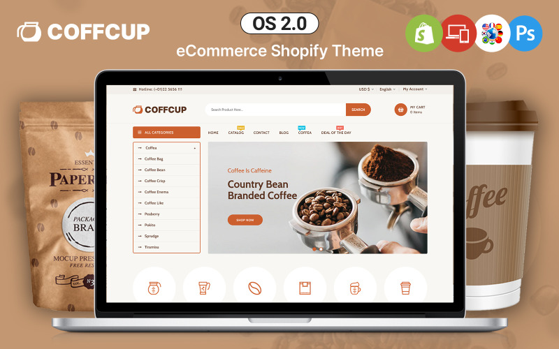 CoffCup - Shopify-tema för te och kaffe