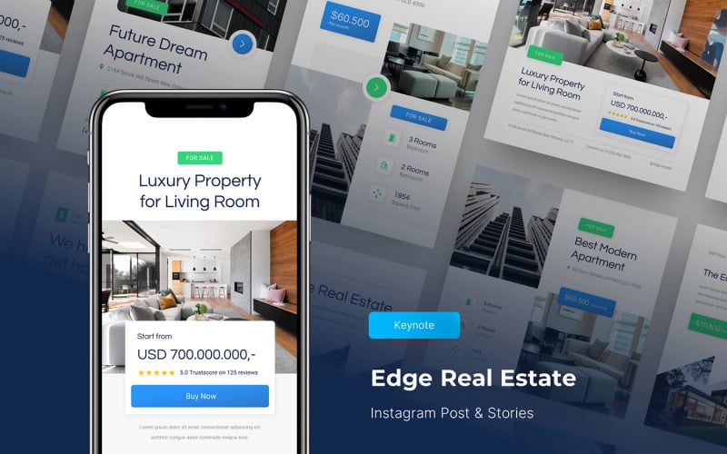 Edge - Real Estate Instagram Post and Stories Keynote Template