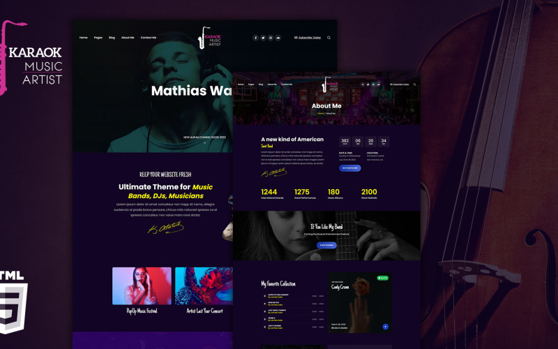 Karaok Müzik Stüdyosu ve Çevrimiçi Mağaza HTML5 Web Sitesi Şablonu