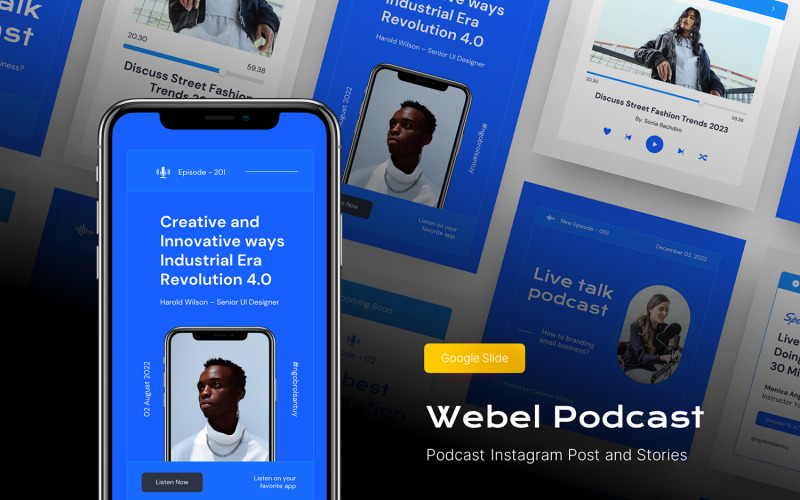 Webel - Podcast Instagram Post and Stories Szablon slajdów Google