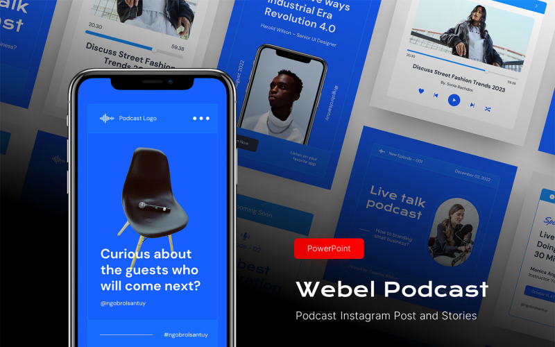 Webel - Podcast Instagram Post und Geschichten PowerPoint-Vorlage