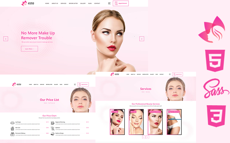 Este - Schoonheidssalon Html5 Css3 thema website sjabloon