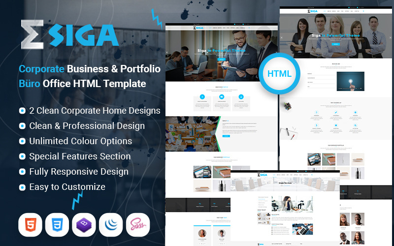 Siga - Modèle HTML de bureau d'affaires de portefeuille d'entreprise
