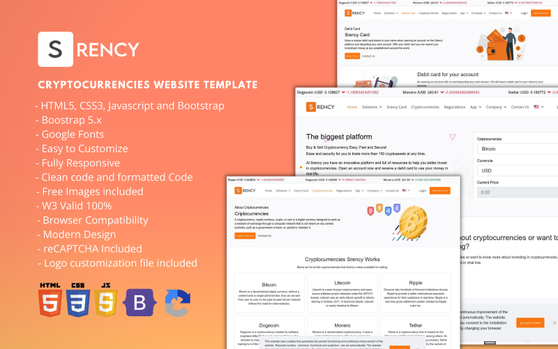 Srency - HTML шаблон веб-сайту криптовалюти