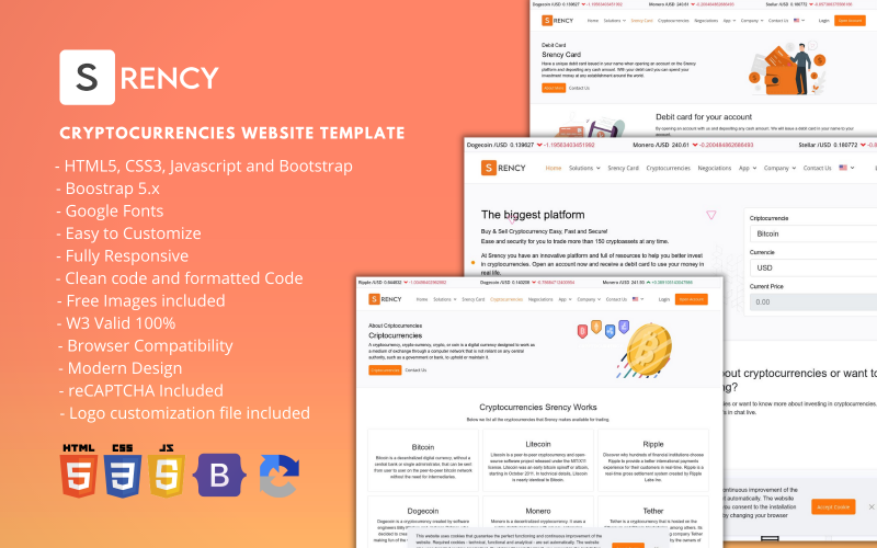 Srency - HTML šablona webových stránek pro kryptoměny