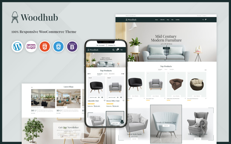 Woodhub - Modèle WooCommerce de meubles
