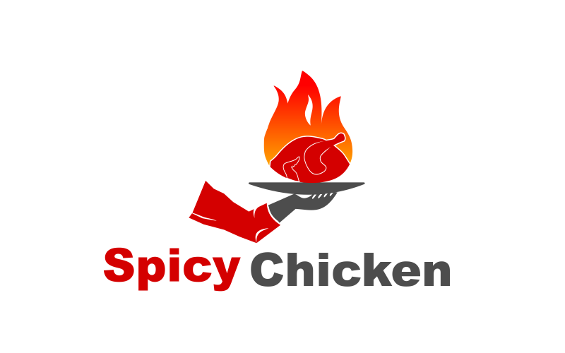 Pikantny kurczak niestandardowy szablon logo dla restauracji
