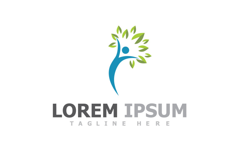 Santé Vie Personnes Feuille Arbre Modèle Logo V3