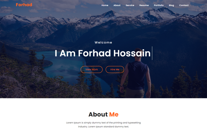 Forhad Personal Portfolio HTML5 Landing Page Template