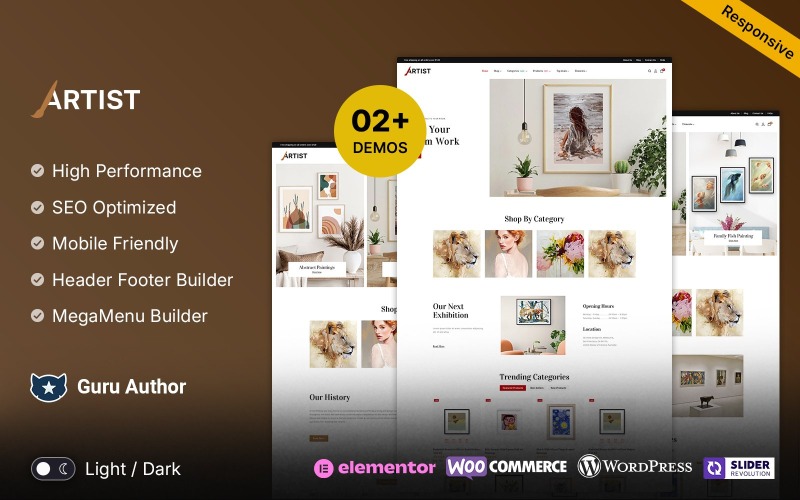 艺术家 - 艺术和画廊多用途响应式 Elementor WooCommerce 主题