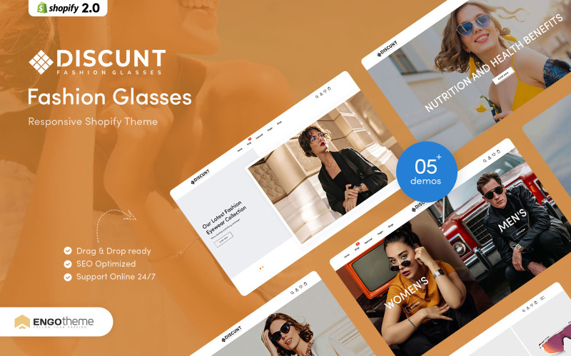 Discunt - Modeglasögon Responsivt Shopify-tema