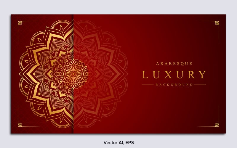 Fondo de mandala de lujo con vector de patrón de arabesco dorado