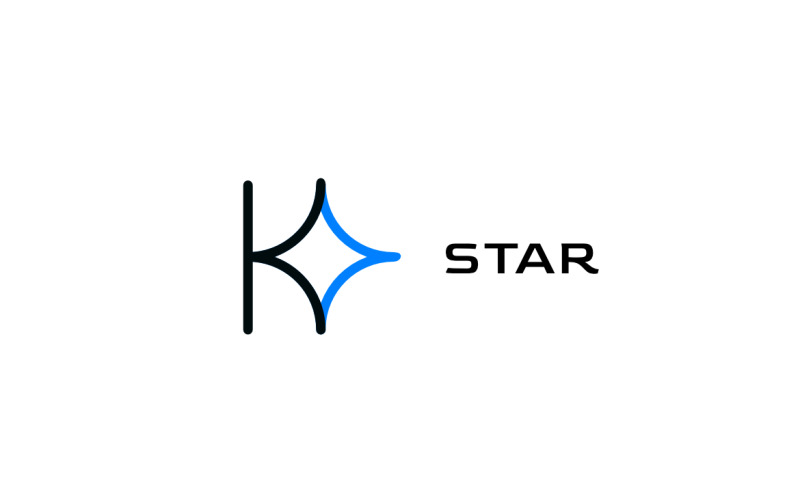 Litera K Gwiazda Niebieskie Logo Płaskie