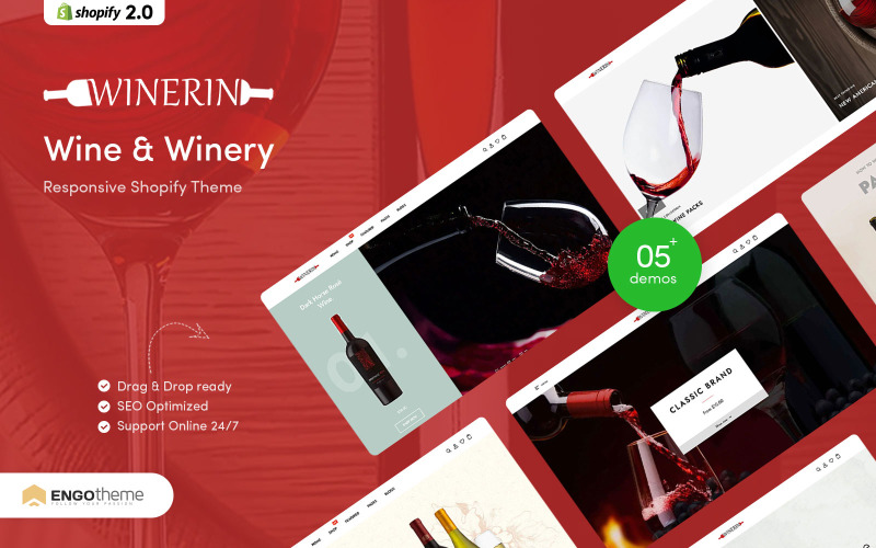 Winerin - Responsywny motyw Shopify na temat wina i winnic