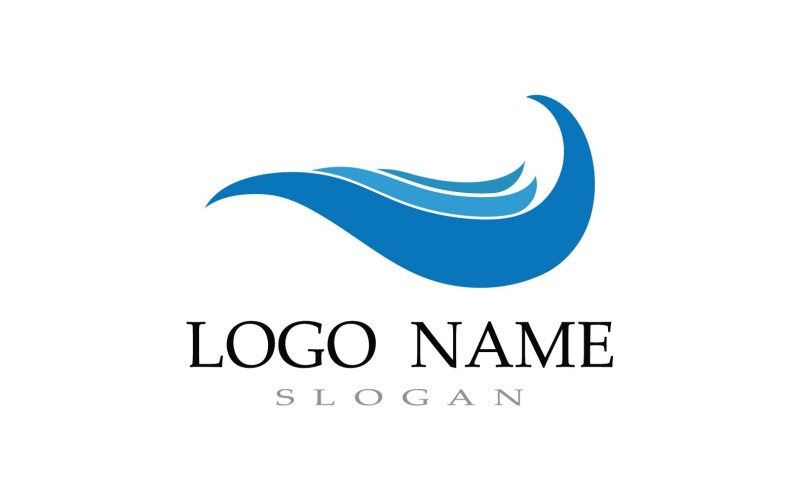 Modèle de logo de plage de vague d'eau V7