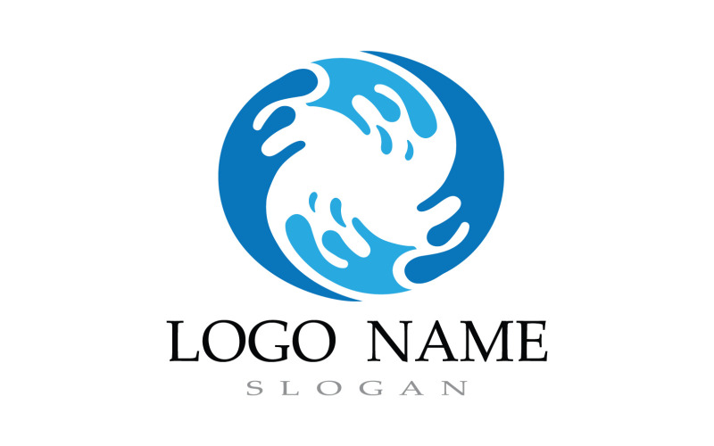 Modèle de logo de plage de vague d'eau V12