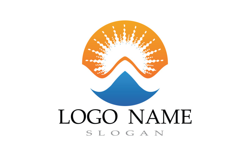 Modèle de logo de plage de vague d'eau V20