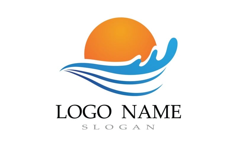 Modello di logo della spiaggia dell'onda d'acqua V16