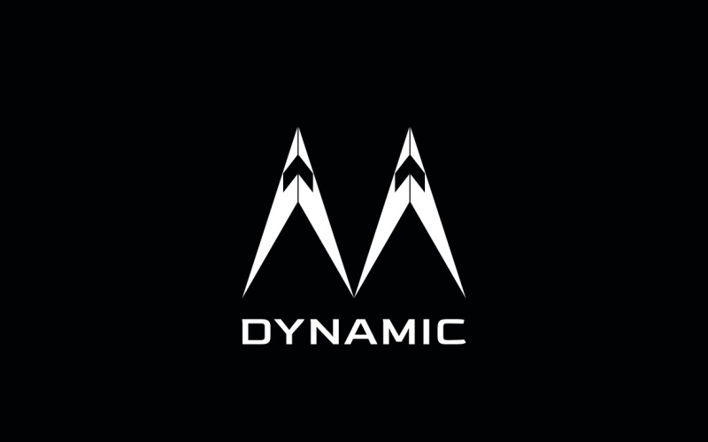 Dinamik Yukarı Negatif Teknoloji Harfi M Logosu