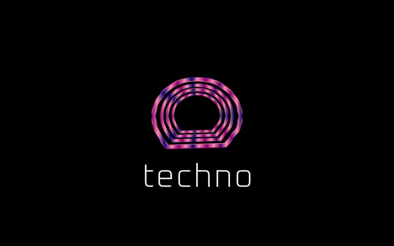 Abstract Techno Round Purple Logo