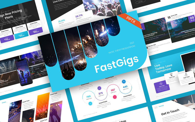 FastGigs PowerPoint-mall för musikevenemang