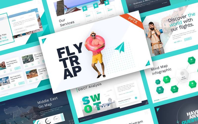 FlyTrap Vakantie Sjablonen PowerPoint presentatie