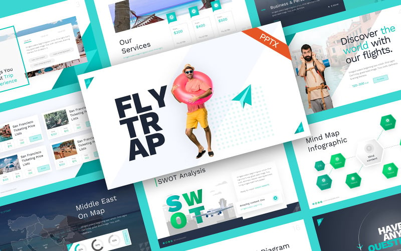 FlyTrap Wakacje Szablony prezentacji PowerPoint