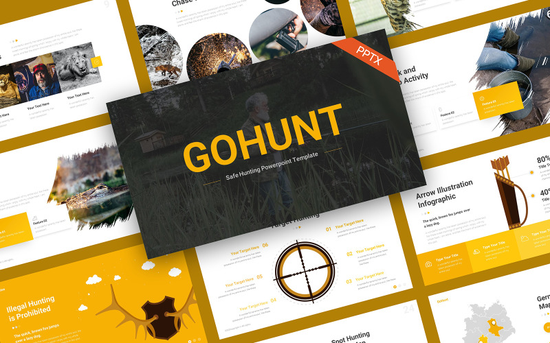 GoHunt biztonságos vadászat PowerPoint sablon