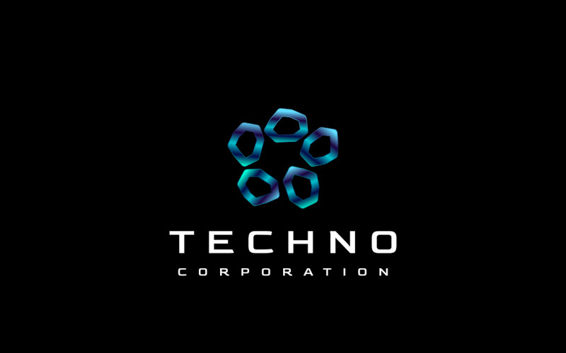 Kleurverloop Blauw Tech Modern Logo