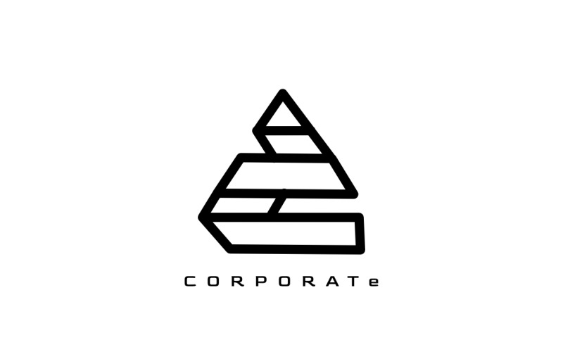 Logotipo de triángulo de línea corporativa redonda abstracta