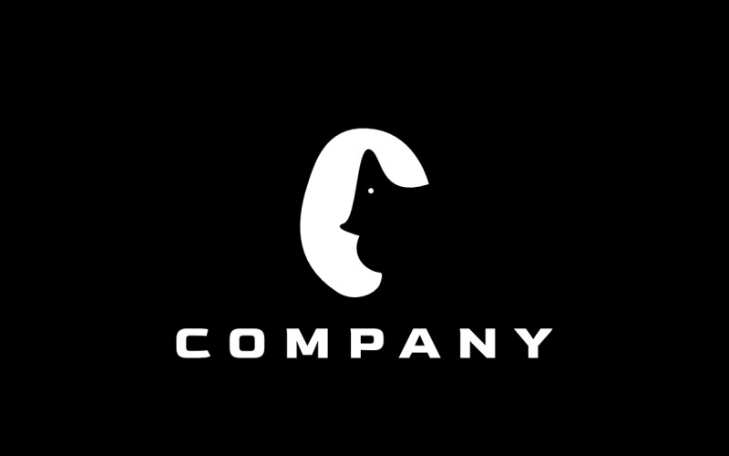 Negativní prostor dívka písmeno C Logo