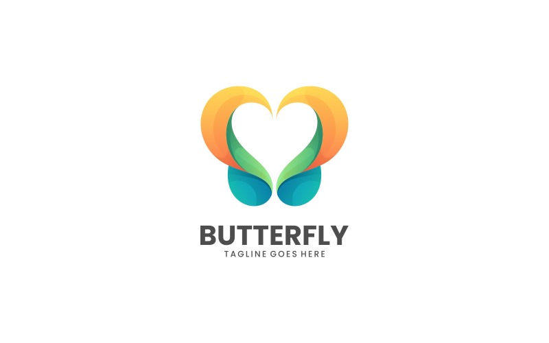 Logotipo de degradado de color de mariposa vectorial
