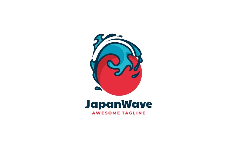 Простой логотип талисмана Japan Wave