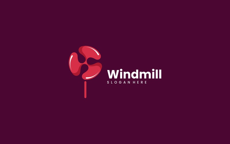 Větrný mlýn jednoduché logo maskota