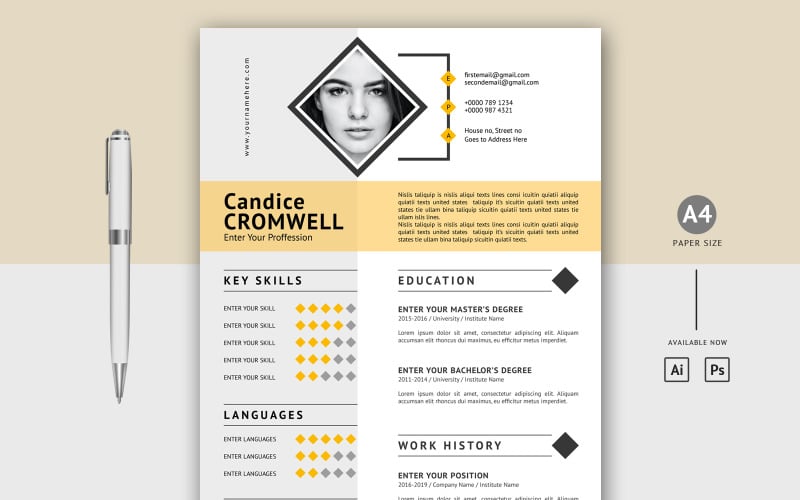 Candice Cromwell - Basit ve Temiz Yaratıcı Yazdırılabilir Özgeçmiş Şablonu
