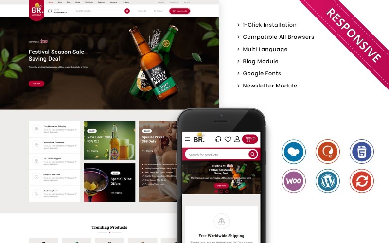 BRwinebar - responsywny motyw Woocommerce Wine and Winery