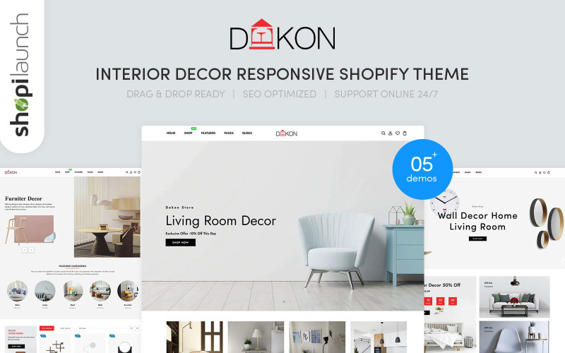 Dekon - Thème Shopify adaptatif pour la décoration d'intérieur