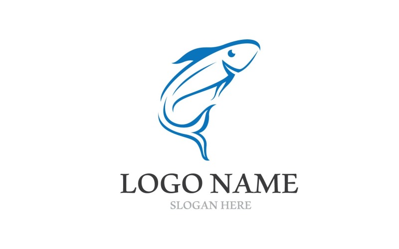 Дизайн логотипа Fish Jump Animal Template V3