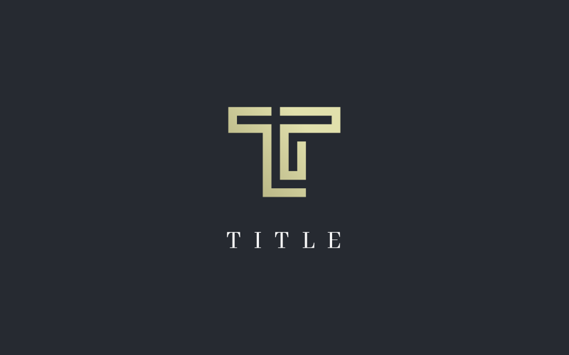 Logo del monogramma dorato della linea T Elemental di lusso