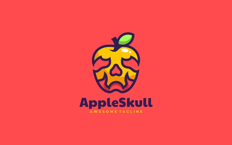 Logotipo de mascote simples de caveira de maçã