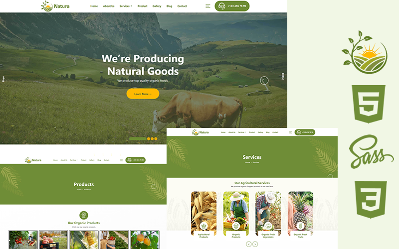 Natura - Agricultural Farm Html5 Css3 Theme Website Template