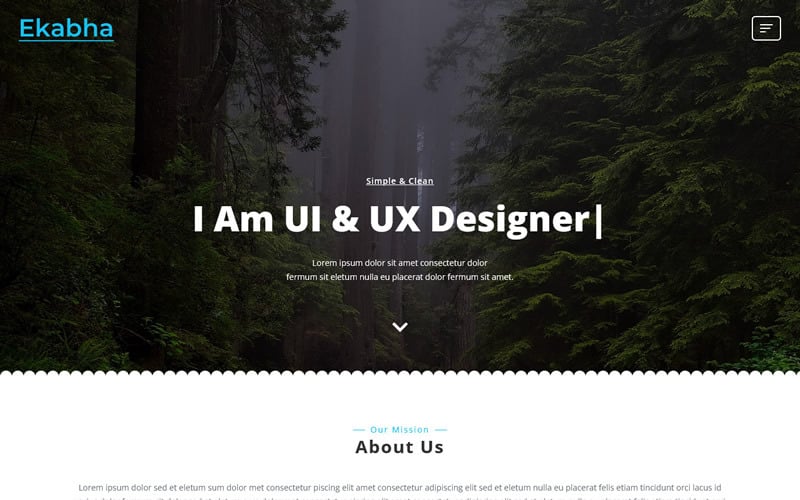 Ekabha é um modelo de página de destino HTML pessoal e comercial